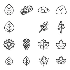 Art of nature elements icons isolated on white background
