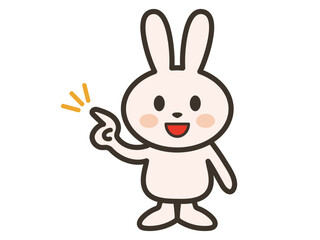 Cute Rabbit Character Pointing with Smile