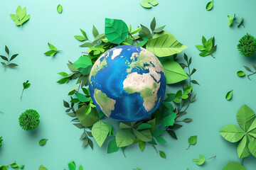 Greeting card with holiday composition for world environment day, abstract vivid composition consists of fictional unreal fantastic vision on background