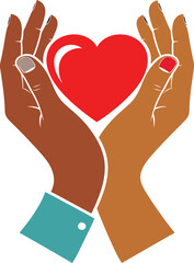 Obraz premium Hand holding love color icon isolated on white background