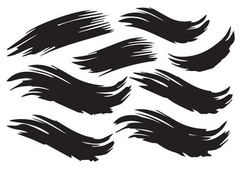 Set of black splashes, ink brush, brush strokes, brushes, circle, frames, box, grungy. Brush stroke paint boxes on white background