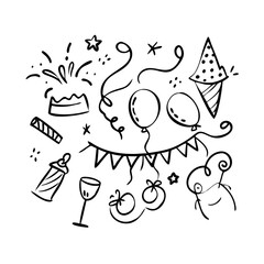 Celebration Doodle Sketch Collection Hand Drawn Party Elements