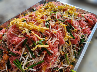  Stir fried Noodle with Yent or Fried Noodles with Coconut Milk or Coconut rice noodles are rice vermicelli noodles stir-fried with coconut milk tofu bean sprouts dried shrimp eggs and spring onions. 