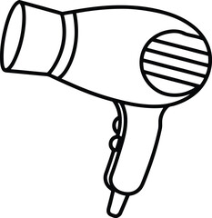 Black and White Outline Vector of Hairdryer – Minimalist Styling Tool Illustration