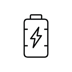 Obraz premium Black battery icon with lightning bolt power energy