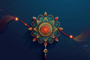 Greeting card with holiday composition for happy celebrate Raksha Bandhan, abstract vivid composition consists of fictional unreal fantastic vision on background for diverse creative work