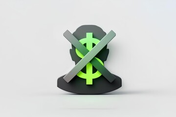 Obraz premium Human head profile with dollar sign crossed out no money free concept