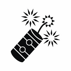 Firecracker icon  vector silhouette illustration isolated on white background