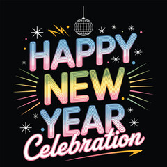 Happy New Year Celebration Disco Ball party festive