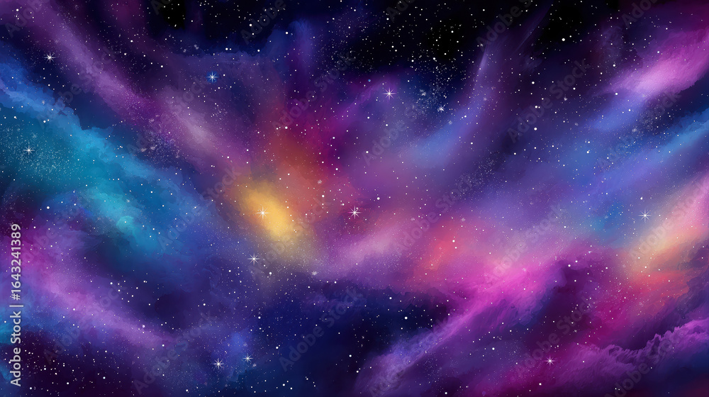 Wall mural star constellations and galaxies on background of colorful magic outer space in universe. cosmos wit