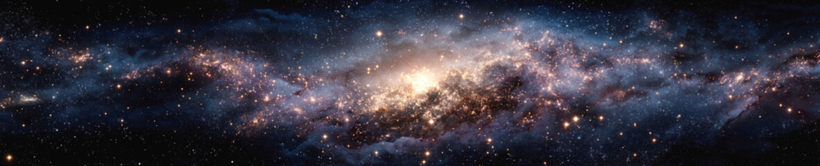 Naklejka premium Star constellations and galaxies on background of outer space in the universe. Cosmos with stars. Panoramic wide banner