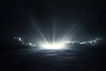 Pure black background with a beam of light shining in the center, creating a dramatic and powerful visual for any design or theme, Generative AI