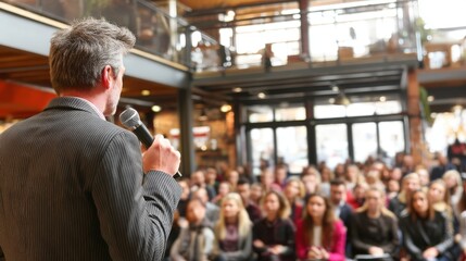 Captivating urban public speaking event city center engaging talks contemporary atmosphere dynamic perspectives on communication