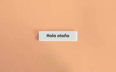 Minimal “Hola otoño” Letter Tile on Soft Pink Background – Modern Autumn Design © photoopus