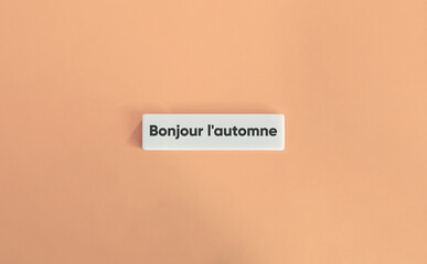 Bonjour l'automne Letter Tiles on Soft Pink Minimal Background © photoopus
