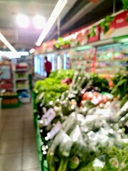 Defocused vegetable section in a modern market