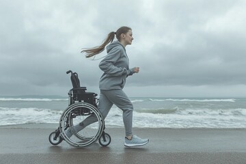 Close-up of person with prosthetic leg walking on court during sunset, highlighting resilience and strength in athletic pursuit