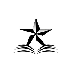 Obraz premium Abstract Star Over Open Book: Elegant, Minimalist, Knowledge, Success, Education Concept.