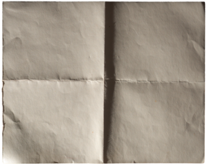 unfolded old empty paper isolated on white background