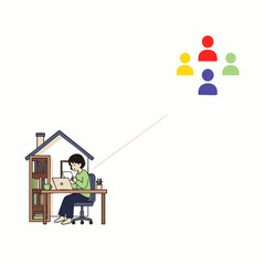 An individual efficiently manages their professional tasks from a comfortable home office, maintaining seamless virtual connections with colleagues.