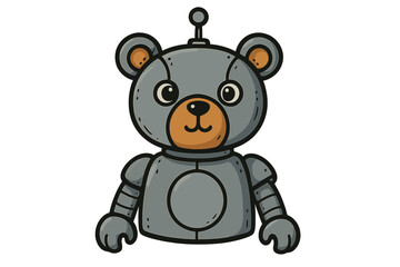 Cute robot bear character with metallic body and friendly face designed for children's entertainment
