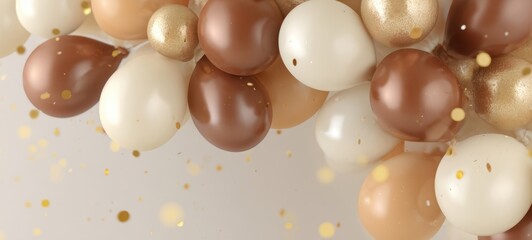 The colorful arrangement of balloons in shades of brown and gold.
