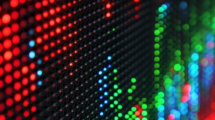 Obraz premium Vibrant display of colorful LED lights creating a mesmerizing pattern of reds, greens, and blues.