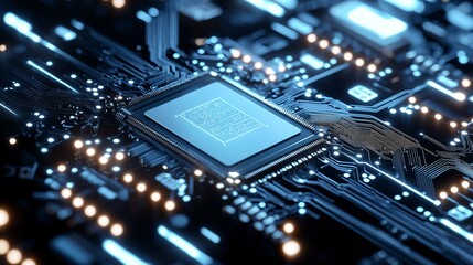 Obraz premium Futuristic AI Microchip – Modern Artificial Intelligence Technology Concept