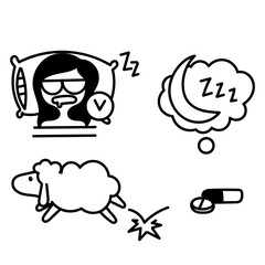 hand drawn doodle sleep icon illustration collection cartoon