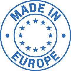 Made in Europe Manufacturing Label with Blue Circle and Star Design