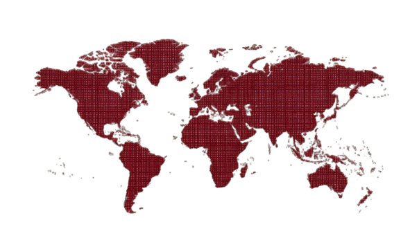 World map, maroon-toned, textured, with subtle coastline details