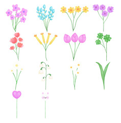 Hand draw Set Flower collection with watercolors, Bouquet