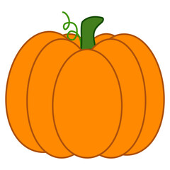 Orange pumpkin isolated on white background, harvest festival - Vector illustration