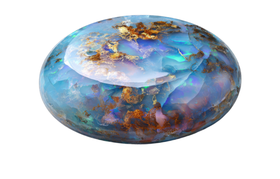 Oval opal gem, vibrant colors