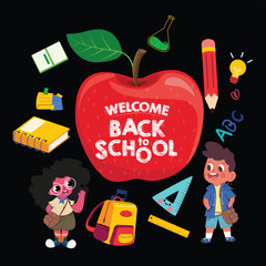 Fototapeta premium Wel com back to school T- shirt design