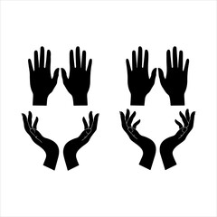 Obraz premium Pair of Open and Cupped Black Hand Silhouettes on White hands