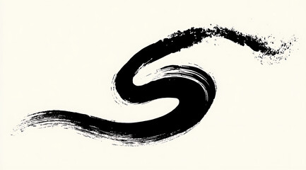 Elegant Black Ink Brushstrokes with Chinese Calligraphy and Painting Elements on White Minimalist Background, High - Resolution Vector Illustration