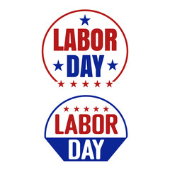 Fototapeta premium Labor Day Emblem: Two logos with stars representing American Flag