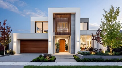 Residential facade with soft tones