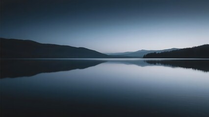 Fototapeta premium Calm Lake at Dusk with Mountain Reflection