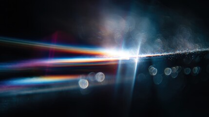 Abstract Lights Flare Over City Background; Digital Art, Futuristic, Backgrounds