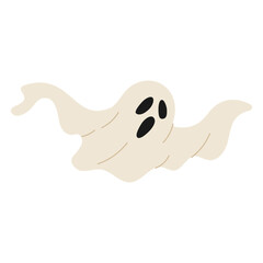 A ghostly figure with a scary face is floating in the air. The ghostly figure is white and has a black mouth and eyes. The ghostly figure is floating in the air