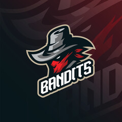 Bandits mascot logo design vector. Bandits head illustration for sport team.