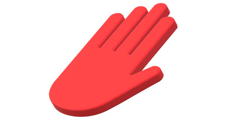 3d Render Stop Warning Hand Sign isolated on a Transparent Background