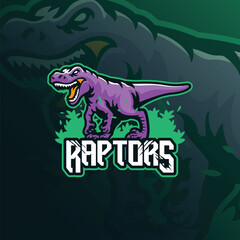 Raptor mascot logo design vector. Angry raptor illustration for sport team.