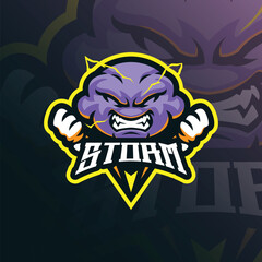 Storm mascot logo design vector. Angry storm illustration for sport team.