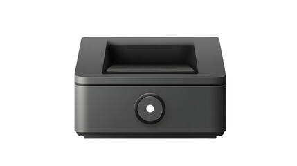 Obraz premium Compact printer with button, filled black icon,