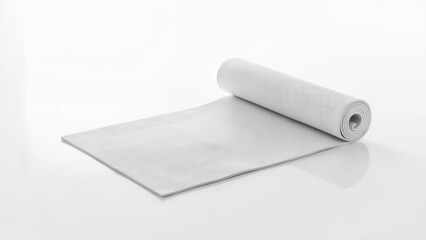 Fototapeta premium Rolled white material on white background