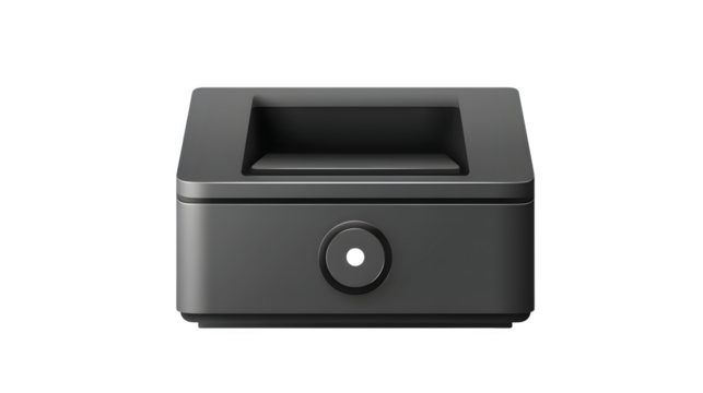 Compact printer with button, filled black icon,