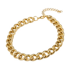 Gold chain necklace isolated on transparent background
